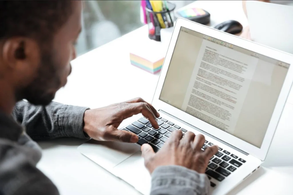 Author editing book titles and text formatting